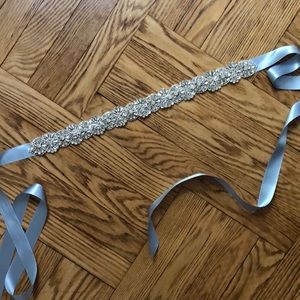 Stone / periwinkle ribbon belt